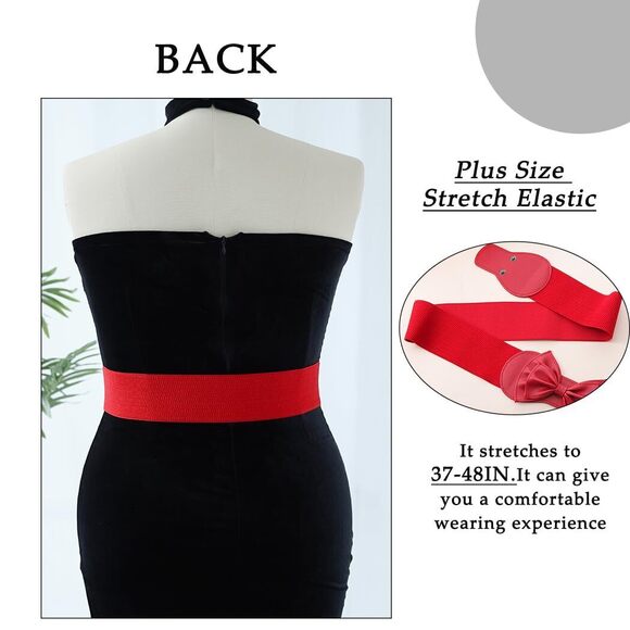 Womens Stretchy Belt Wide Elastic Belts Bow Waist Belt Plus Size For 8174 - Picture 5 of 7